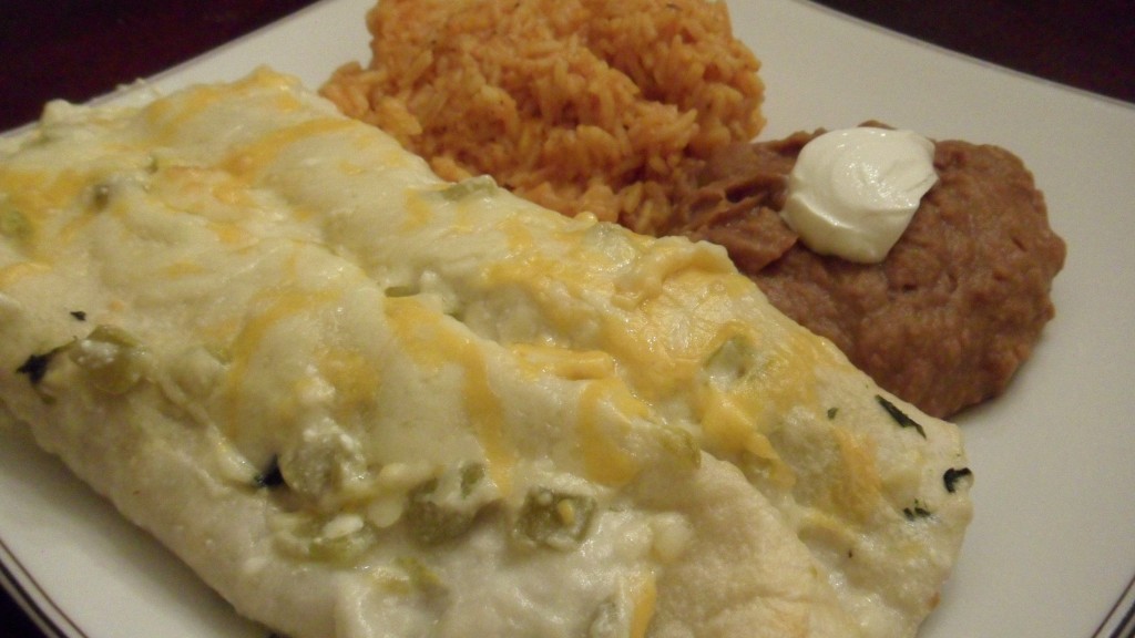 Well Dined | Chicken and Spinach Enchiladas with Sour Cream Chile Sauce