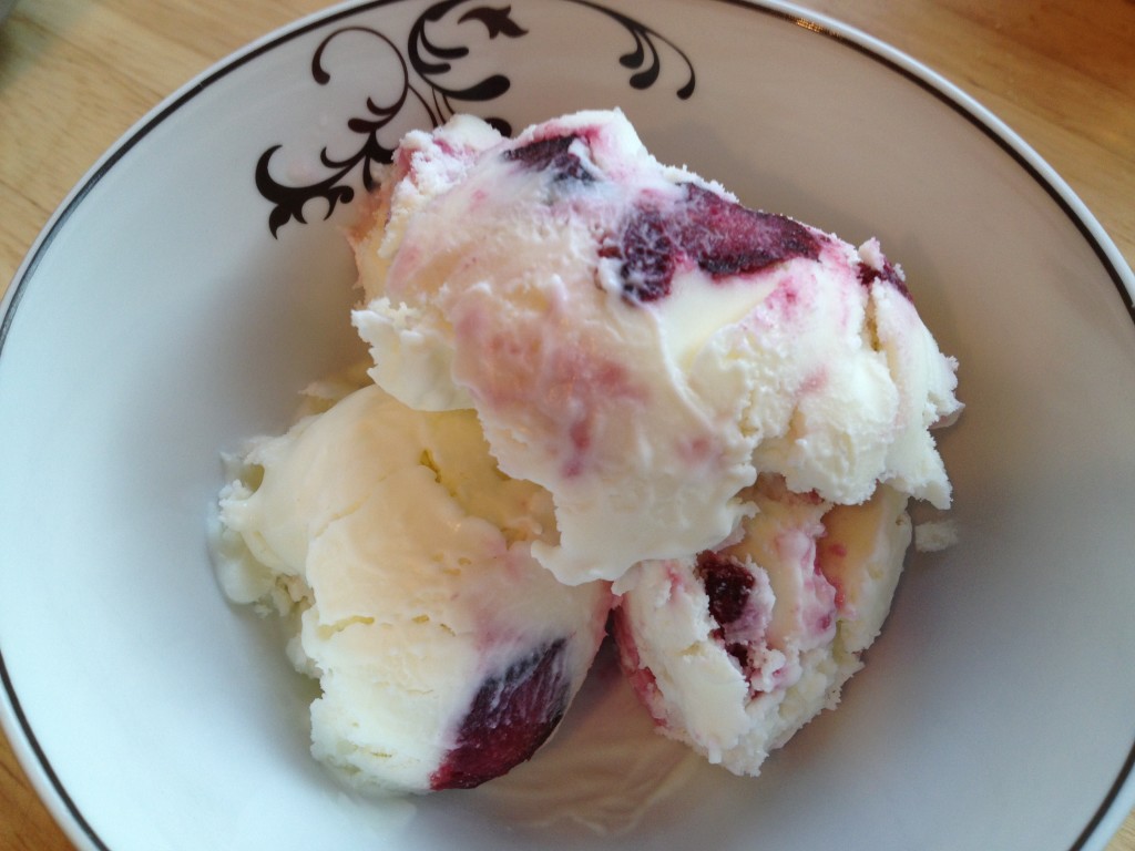 Well Dined | Goat Cheese Ice Cream with Roasted Cherries