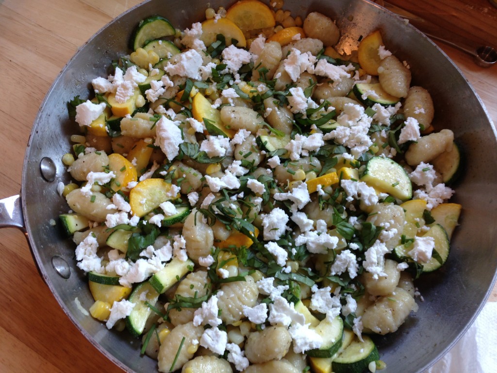 Well Dined | Gnocchi with Summer Squash, Corn, and Goat Cheese