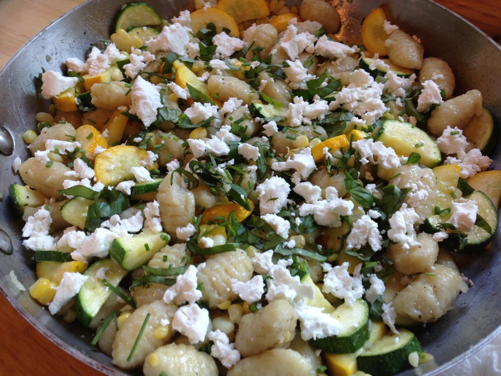 Well Dined | Gnocchi with Summer Squash, Corn, and Goat Cheese