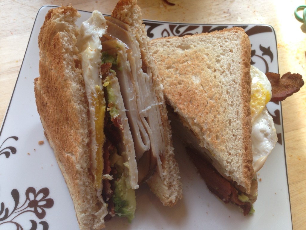 Well Dined | Turkey, Bacon, Avocado, and Egg Sandwich on Toast with Roasted Garlic Aioli