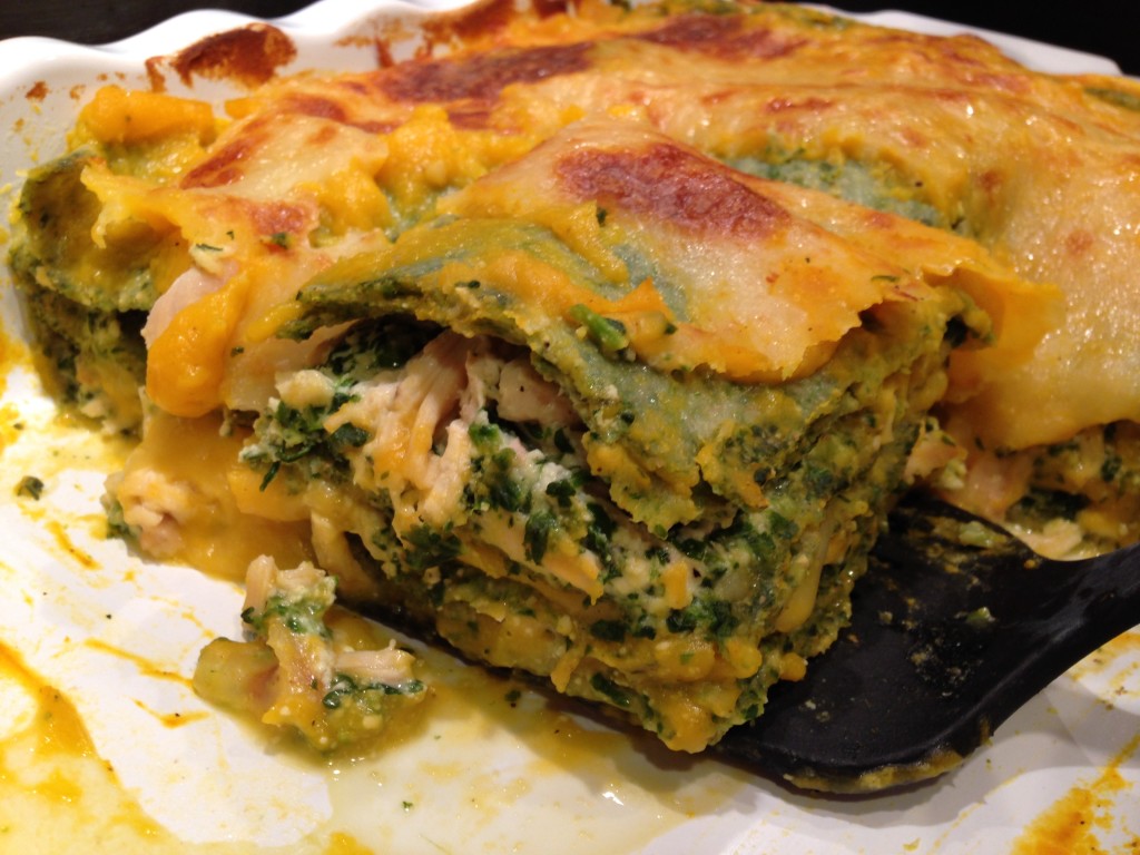 Well Dined | Butternut Squash and Spinach Lasagna with Homemade Spinach Whole Wheat Noodles