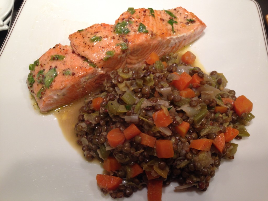 Well Dined | Salmon and Lentils with Mustard Butter