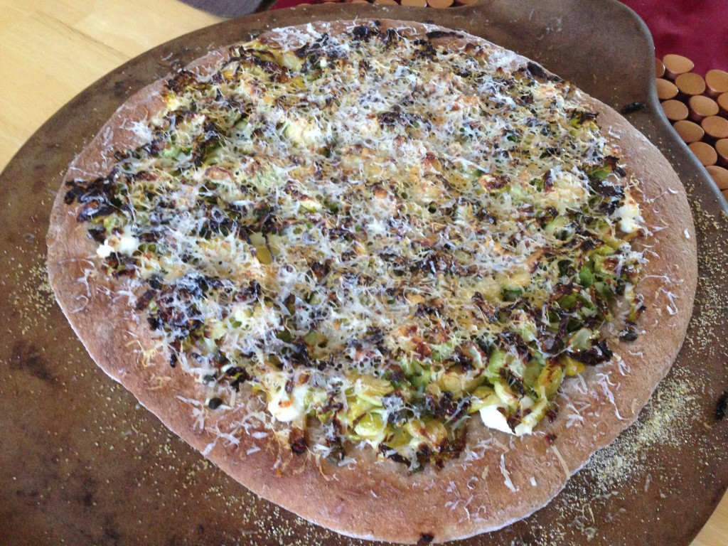 Well Dined | Brussels Sprouts Flatbread with Goat Cheese and Capers