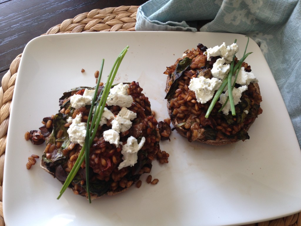 Well Dined | Farro Stuffed Portobellos with Balsamic and Goat Cheese