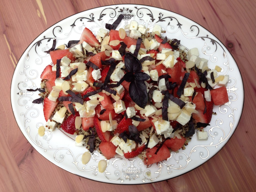Well Dined | Quinoa Salad with Watermelon, Strawberry, and Feta