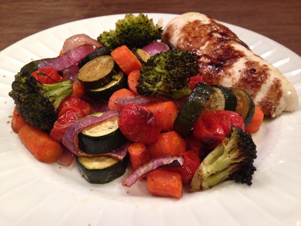 Well Dined | Poached Chicken and Balsamic Roasted Vegetables
