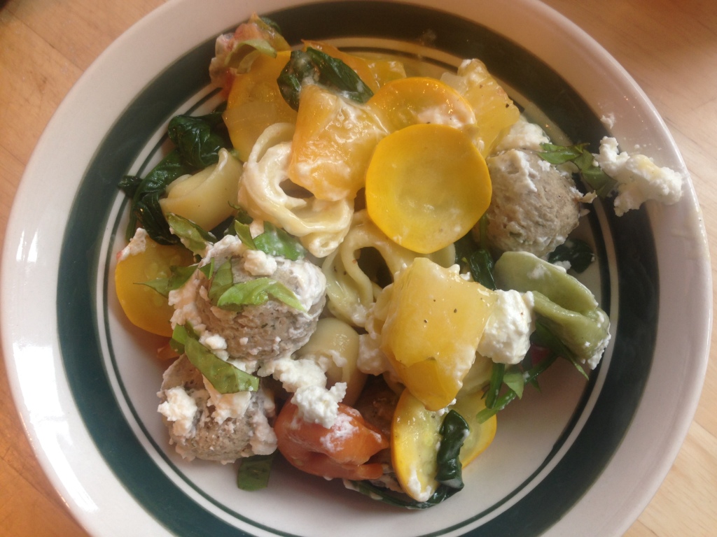 Well Dined | Tortellini with Vegetables and Meatballs