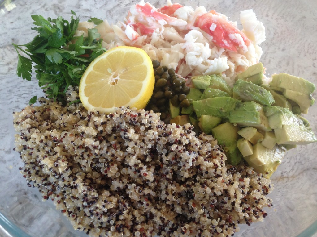 Well Dined | Crab Quinoa Salad with Lemon Butter and Avocado