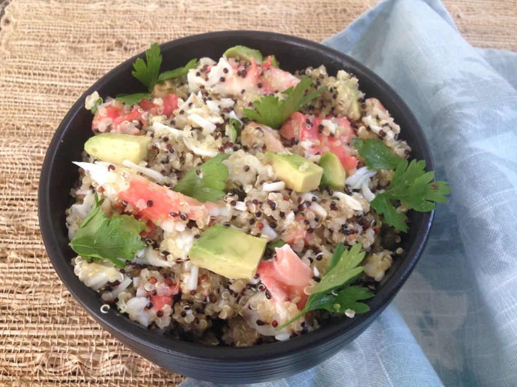 Well Dined | Crab Quinoa Salad with Lemon Butter and Avocado
