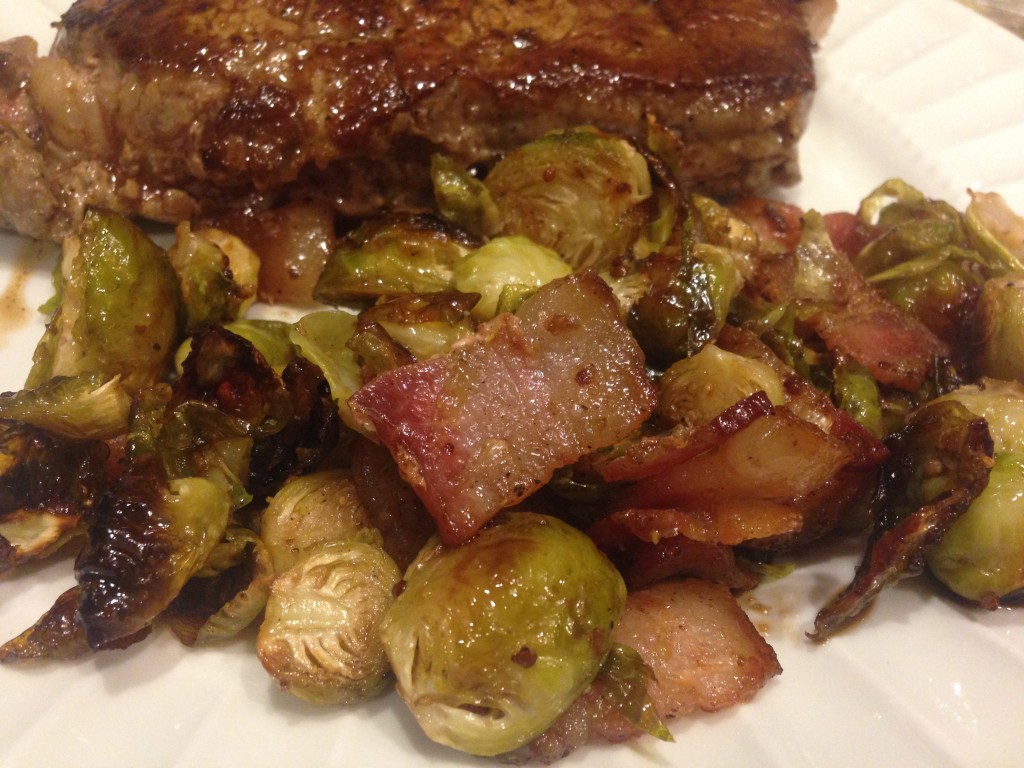 Well Dined | Balsamic Honey Mustard Roasted Brussels Sprouts with Bacon