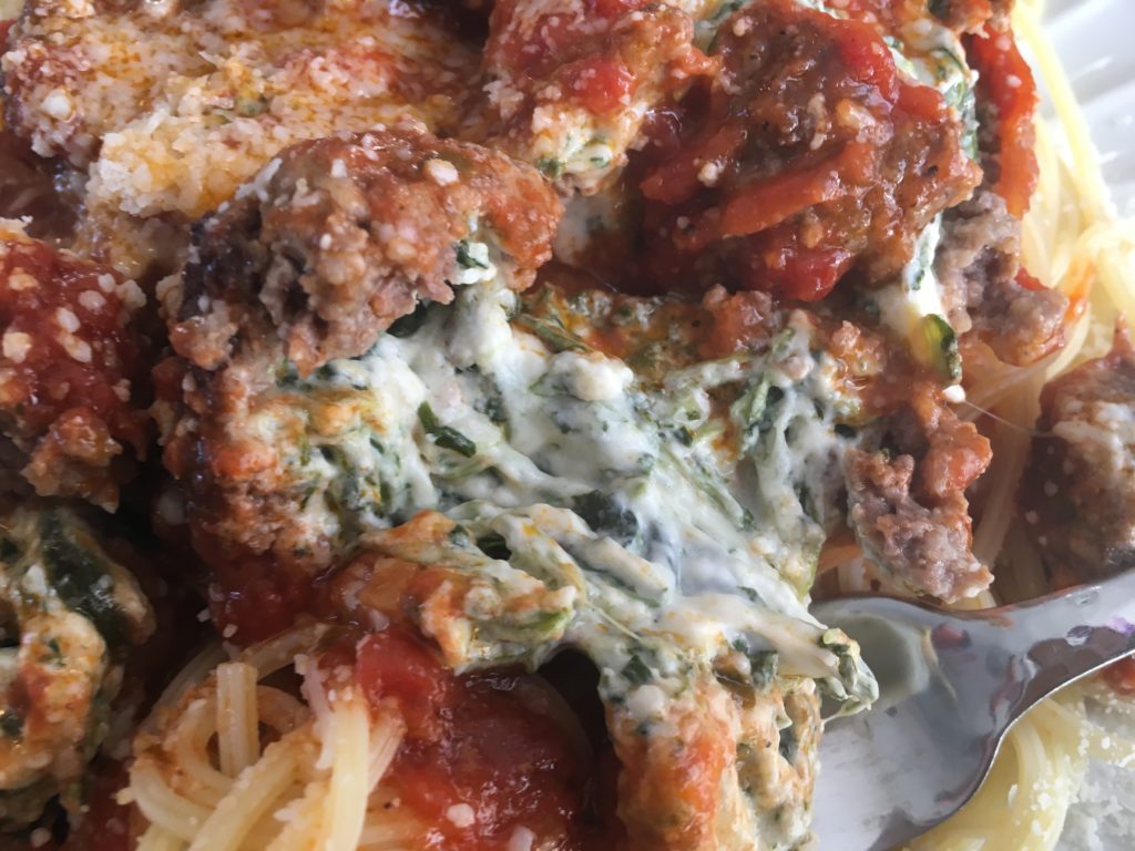 Well Dined | Spinach Dip Stuffed Meatballs