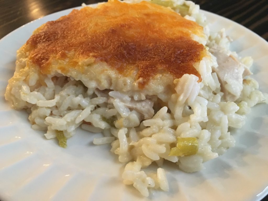 Well Dined | Cheesy Green Chile Chicken and Rice Casserole
