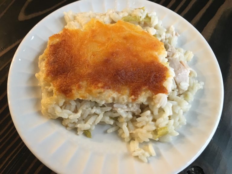 Well Dined | Cheesy Green Chile Chicken and Rice Casserole